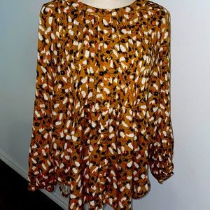 Brown back and white blouse